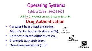 User Authentication-Operating Systems-20A05402T-UNIT – 5  Protection and System Security