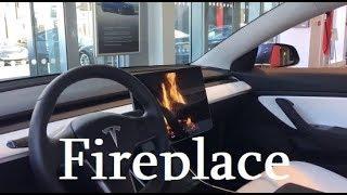 Tesla Model 3 Cozy Fireplace Romance Mode in Action