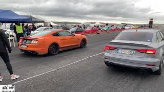 Ford Mustang 5.0 V8 vs Audi RS3 WHO WINS?! Drag race 1/4 mile  - 4K