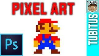 Como dibujar PIXEL ART en Adobe Photoshop, tutorial
