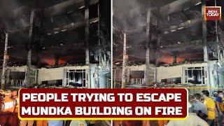 Delhi Mundka Fire Tragedy: Watch How People Tried To Escape 3 Storey Building By Ropes