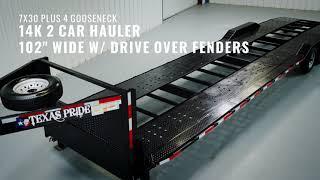 14k LB GVWR Gooseneck 2 Car Hauler 102" Wide Deck with Drive over Fenders