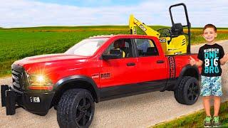 Pickup Ram 2500 Power Wagon and Bruder Excavator | Toys 2 boys