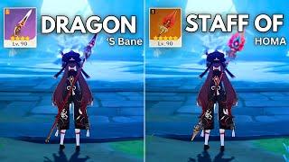 Best WEAPON for Hu Tao !! Staff of Homa vs Dragon's Bane?? [Genshin Impact]