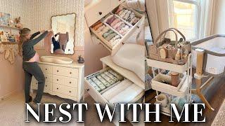 NEST WITH ME | nursery organization, bedside cart, diaper caddy, & declutter!