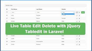 Live Table Edit Delete with jQuery Tabledit in Laravel
