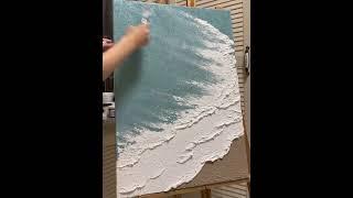 Beach Ocean Texture Canvas Painting Set of 3 Textured Wall Art Ocean Wave Wall Painting Set of 3