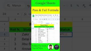 Google Sheets Pass & Fail Formula