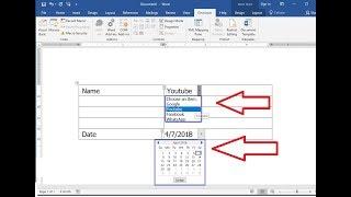 MS Word: How to Create Drop Down List of Date Calendar & Name