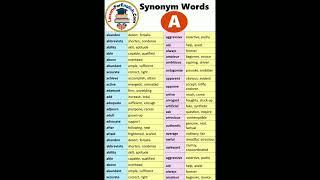 #Synonym words from letter A #shorts #short video @timetolearn1202