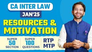 Resources & Motivation - CA Inter Law Jan'25 | CA Inter | By CA Shubham Singhal