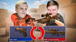 ПОМЕНЯЛИСЬ СКИНАМИ с ВЕЛЕЙ в STANDOFF 2 | ИГРАЮ с AWM Treasure Hunter