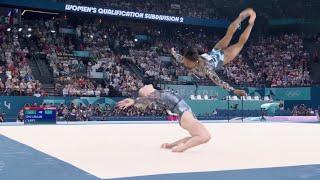 Simone Biles & Jade Carey Floor Exercise, Women's Gymnastic Olympic Highlights, Biles Ankle Injury