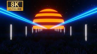 Neon Retro Sun With Grass Animation Endless Loop | 1 Hour VJ Loop | 8k Screensavers | Copyright Free