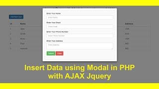 Insert Data using Bootstrap Modal in PHP with AJAX Jquery with Source Code