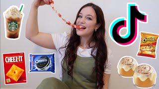 TESTING TRENDY TIK TOK FOOD RECIPES | baked feta pasta. flaming hot cheetos mozzerella sticks & more