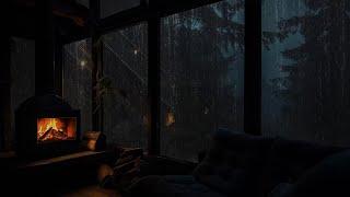 Cozy Sleeping Tree House in the middle of the forest with Rain Falls and Cozy Fireplace