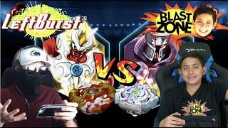 Battling Blast Zone Kid on the Beyblade Burst Turbo App! || LeftBurst VS Blast Zone Kid