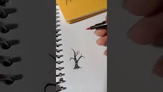 Creative Art pink trees  drawing #viral#satisfying #drawing#babyyou#yuka#trending#tree