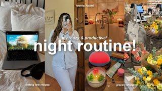 PRODUCTIVE NIGHT ROUTINE!️cozy nights, self care, cooking, motivation &  healthy habits!