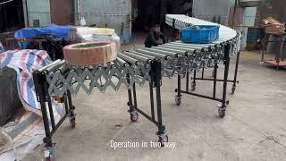 Inclined portable and telescopic motorized roller loading unloading conveyor