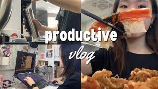 Productive work vlog  working, coffee, sushi, more