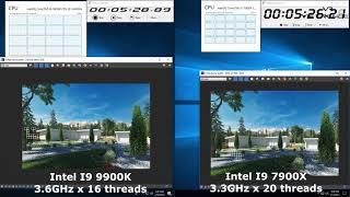 3Dsmax Vray 3 4 Render Time Exterior Intel I9 9900K vs I9 7900X