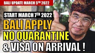 Bali No Quarantine and Visa on Arrival Details