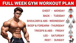 Full Week Gym Workout Plan For Muscle Gain - 7 Day Workout Plan Gym - THE GYM