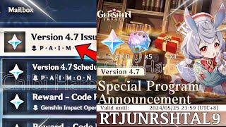 OFFICIAL!! REDEEM CODES for 410 PRIMOGEMS And 4.7 LIVESTREAM DATE – Genshin Impact