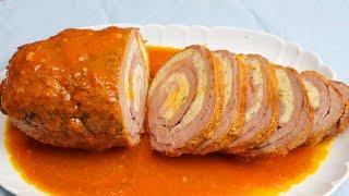 All the family will love this amazing and tasty meat rolls with ham cheese and eggs