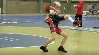 Kid Body Slams During Wrestling Match