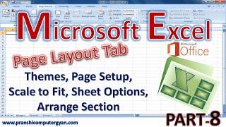M.S.Excel Page Layout Tab Full Tutorial in Hindi, M.S.Excel Page Layout Tab की पूरी जानकारी