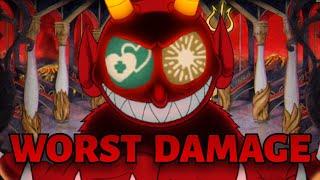 Can I beat Cuphead with the TRUE WORST DAMAGE? (Uncharged Charge Shot, Twin Hearts, No EX, No Super)