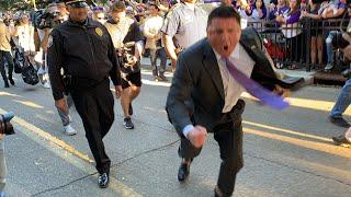 Raw video: Ed Orgeron goes nuts as LSU arrives for Alabama game