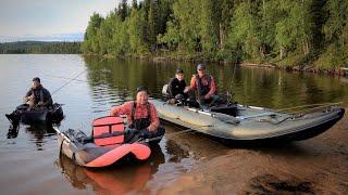 Trolling for big brown trout on fantastic wilderness lake in Lapland Finland: Naamisuvanto Fishing