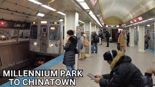 CHICAGO Walking Tour - Millennium Park To Chinatown Via Train Ride(Red Line) 4k 60fps