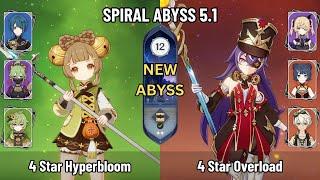 C4 Yaoyao Hyperbloom | C2 Chevreuse Overload | 4-Stars Only | New Spiral Abyss 5.1 | Genshin Impact