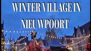 Winter village in Nieuwpoort Belgium Europe