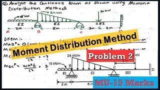 Problem 2 Moment Distribution Method | Structural analysis - 2