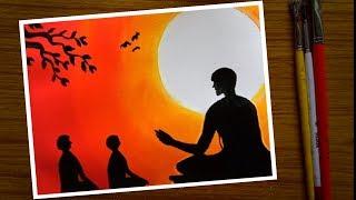Easy Poster colour painting tutorial ( Guru purnima ) for beginners - step by step