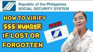 How to verify sss number if lost or forgotten | Ganito kadali ma recover ang sss number