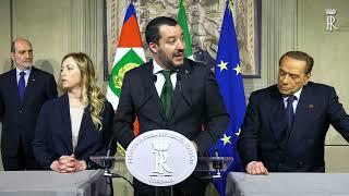 Consultazioni:“Lega-Salvini Premier”,“Forza Italia-Berlusconi Presidente” e “Fratelli d’Italia”