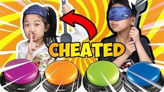 BLINDFOLDED Don’t Push the Wrong Button Slime PRANK Challenge Janice CHEATED! JK | Fun Kids Video