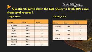 Write down the SQL Query to fetch 50% rows from total records?