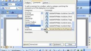 Word 2003 Tutorial Adding Macro Buttons to Toolbars Microsoft Office Training Lesson 30.3