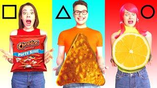 GEOMETRIC SHAPES FOOD CHALLENGE | Eating Funky & Gross Impossible Foods by Ideas 4 Fun Challenge