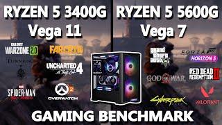 Ryzen 5 3400G vs 5600G Gaming Benchmark Test (2022) | #radeon vega11 vs vega7 | @StealthGamerSG