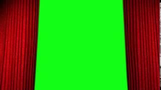 Stage / cinema curtain opening with green screen