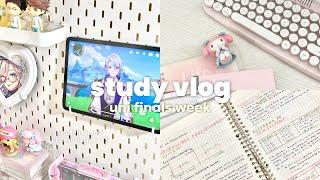 PRODUCTIVE VLOG  uni finals week, all-nighter stuDYING, genshin, popmart, makeup haul, matcha